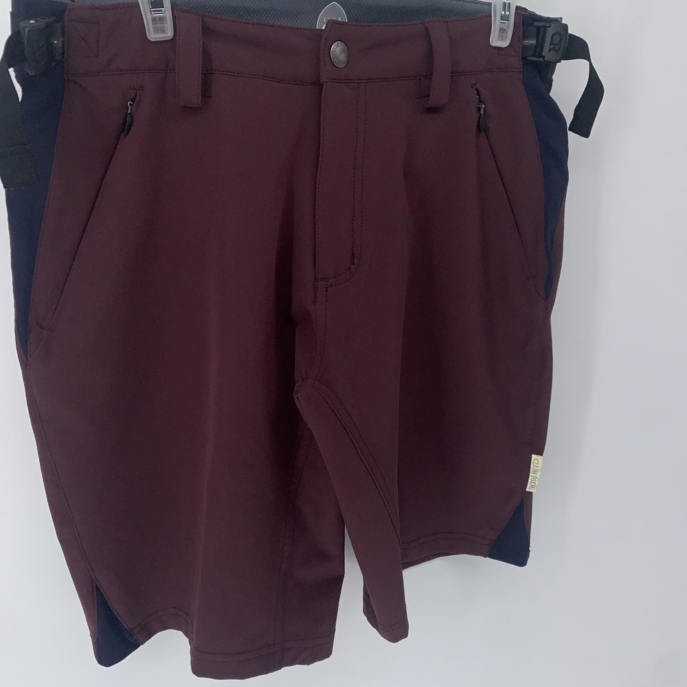 Club Ride Mountain Bike Shorts Mens Maroon Blue Cycling Adjustable Waist SMALL - Picture 5 of 12